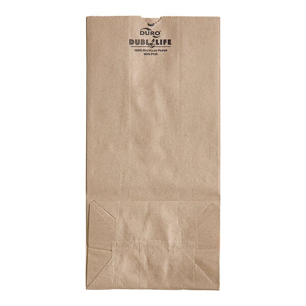 A Duro brown paper bag with black text and a folded corner.