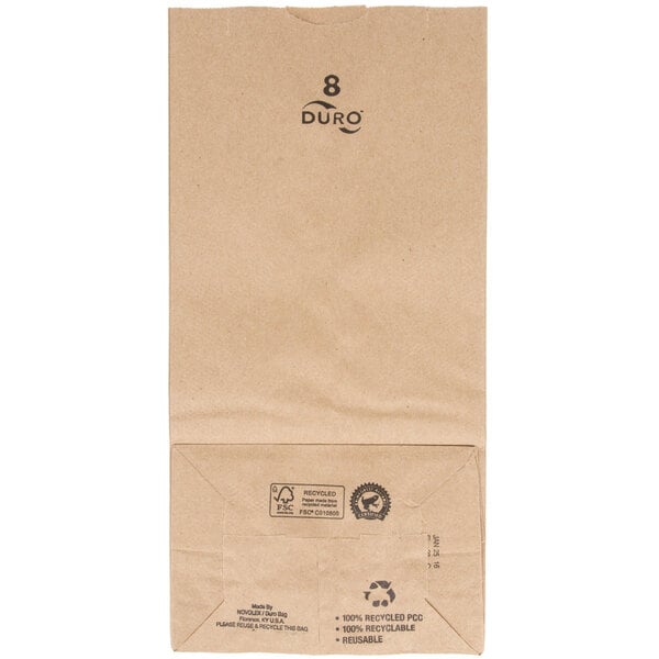 Duro 8 lb. Brown Paper Bag 500/Bundle