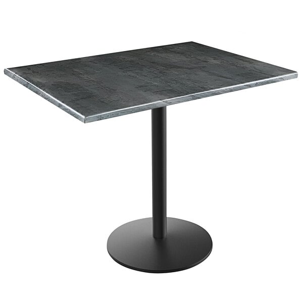 A black table with a grey top.