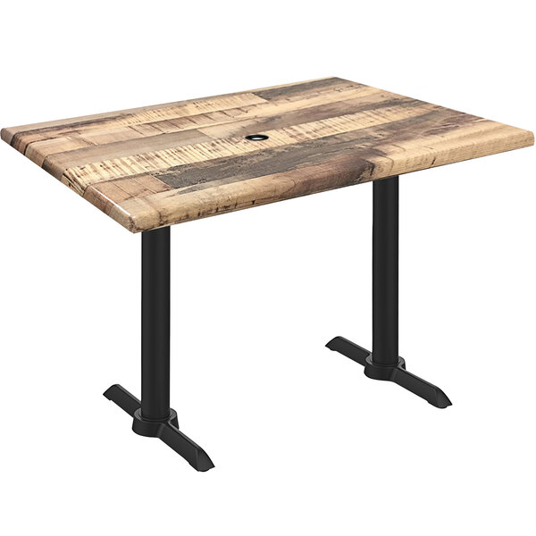 A Holland Bar Stool EnduroTop wooden table with a black base.