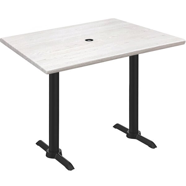 A white Holland Bar Stool EnduroTop table with a black end column base.