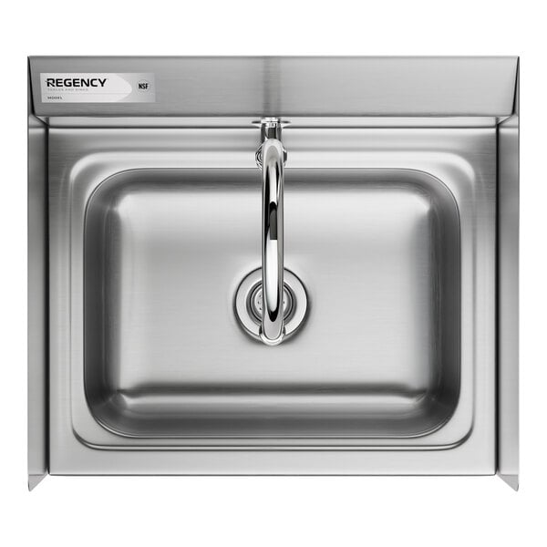 A Regency stainless steel hands-free hand sink with a faucet.