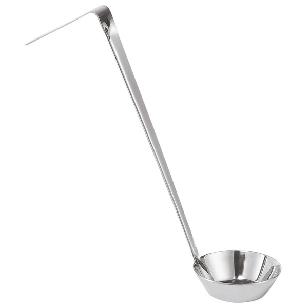 A Server stainless steel round ladle with a long silver handle.