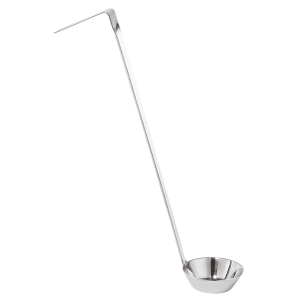 A Server stainless steel ladle with a long metal handle and a round bowl.