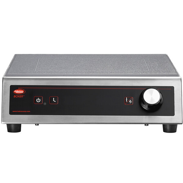 A Hatco countertop induction range with a red knob.