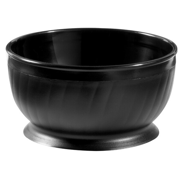 A black GET insulated bowl with a pedestal base.