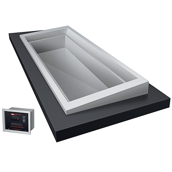 A metal rectangular box with a glass window and a digital display.