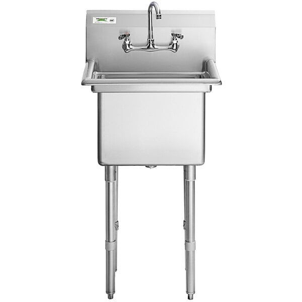 A Regency stainless steel sink with faucet.