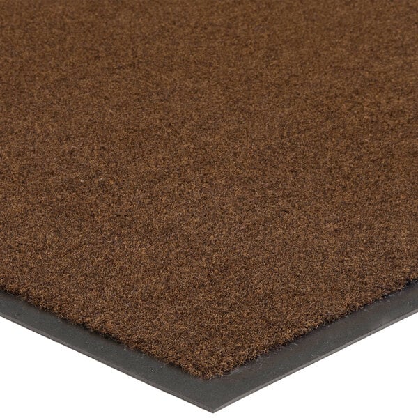 A brown Lavex Olefin entrance mat with a black border.