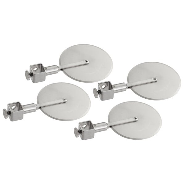 A set of three Ateco stainless steel pastry cutter wheels with locking hardware.