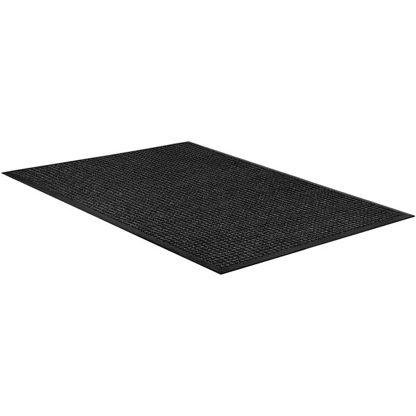 A black rectangular Lavex waffle entrance mat.