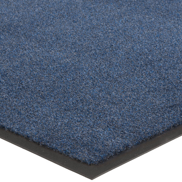 A close up of a blue Lavex Olefin entrance mat with a black border.