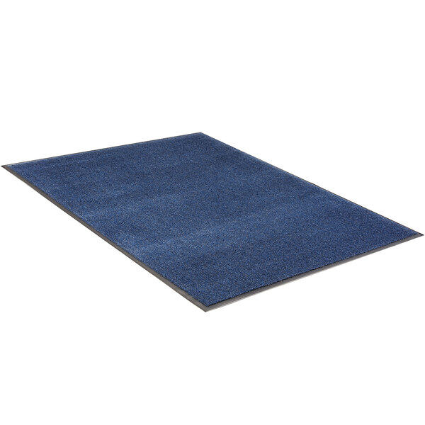 A blue Lavex carpet mat with a black border.
