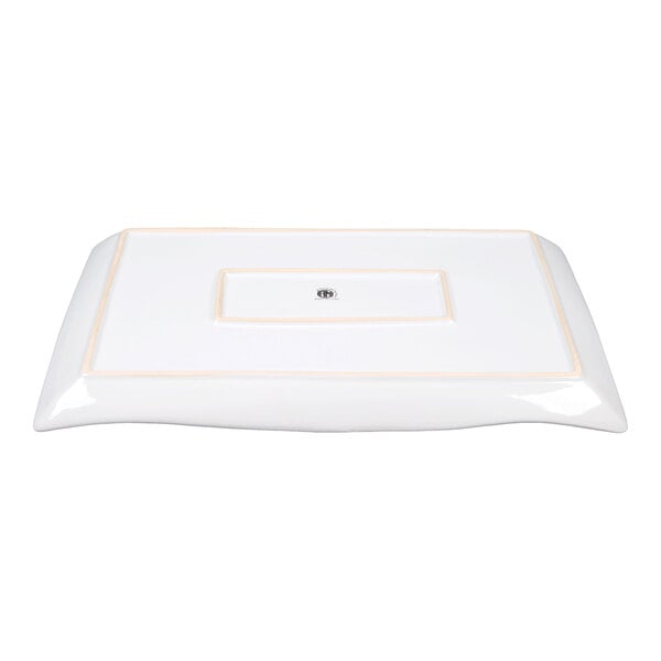 American Metalcraft Prestige 21" x 13 1/2" White Wavy Rectangular Stoneware Platter