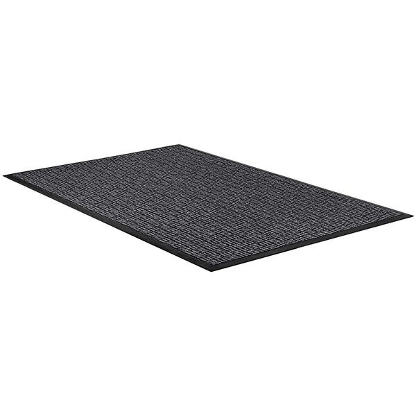 a black rectangular mat with a white background