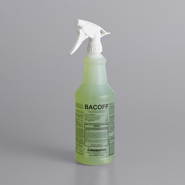 A white Bacoff spray bottle with a green and white sprayer.