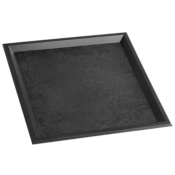 a black square tray with a black border