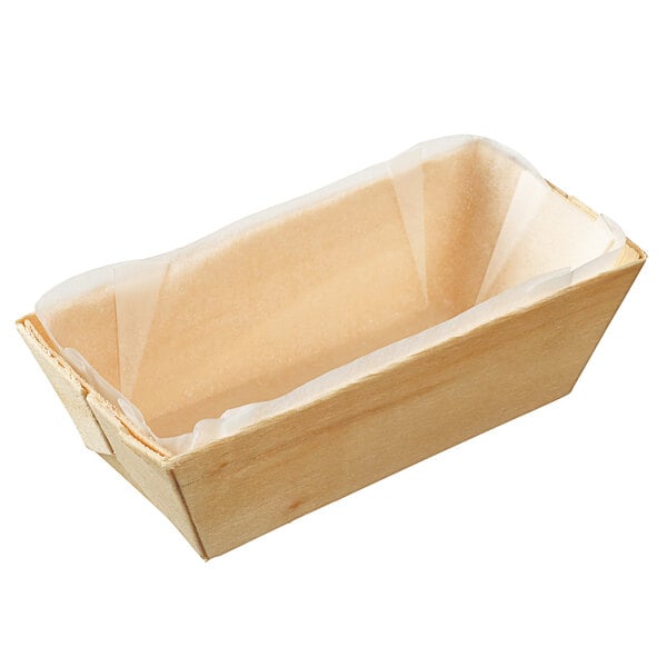 A Solia rectangular wooden punnet with a plastic wrap inside.