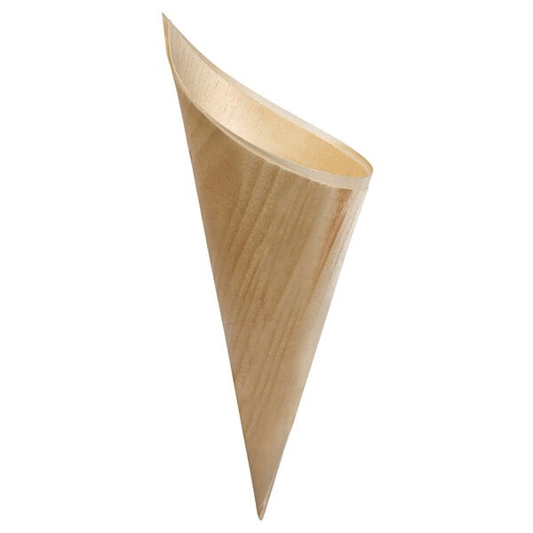 a wooden cone with a wooden handle