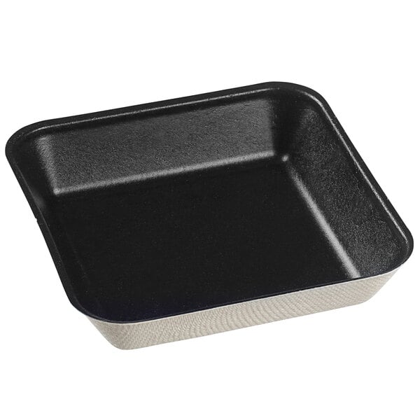 A black Solia square plate with a white surface and black PLA lamination.