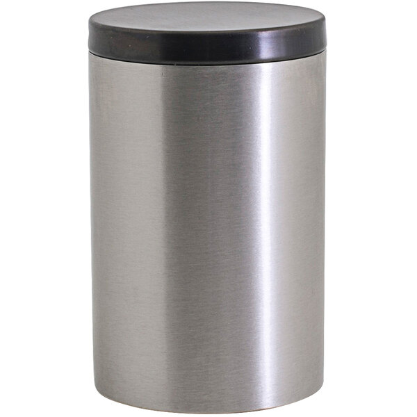 a close-up of a silver can