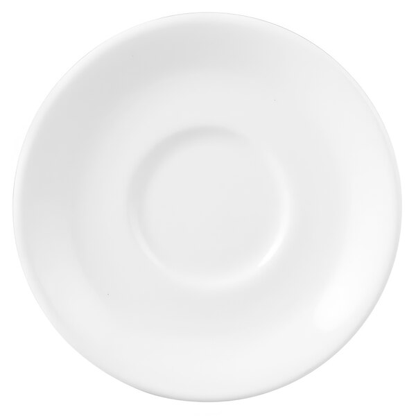 A white Chef & Sommelier saucer with a circle in the middle.