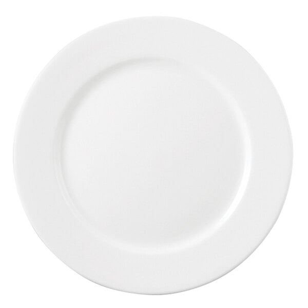 A Chef & Sommelier Eternity Plus white china plate with a white rim.