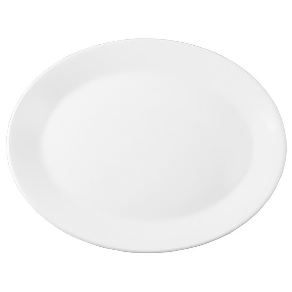 A Chef & Sommelier white china platter with a white rim.