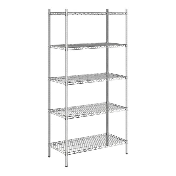 A Steelton chrome wire shelving unit with shelves.
