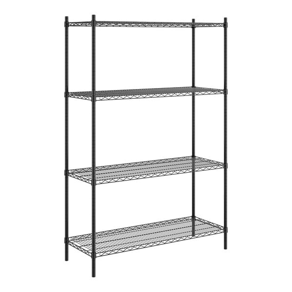 Steelton 18" x 48" NSF Black Epoxy 4-Shelf Kit with 72" Posts