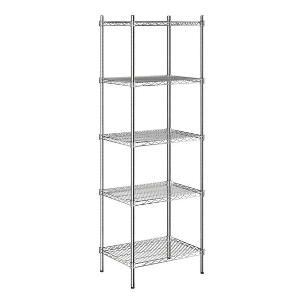 A Steelton chrome wire shelving unit with 5 shelves.