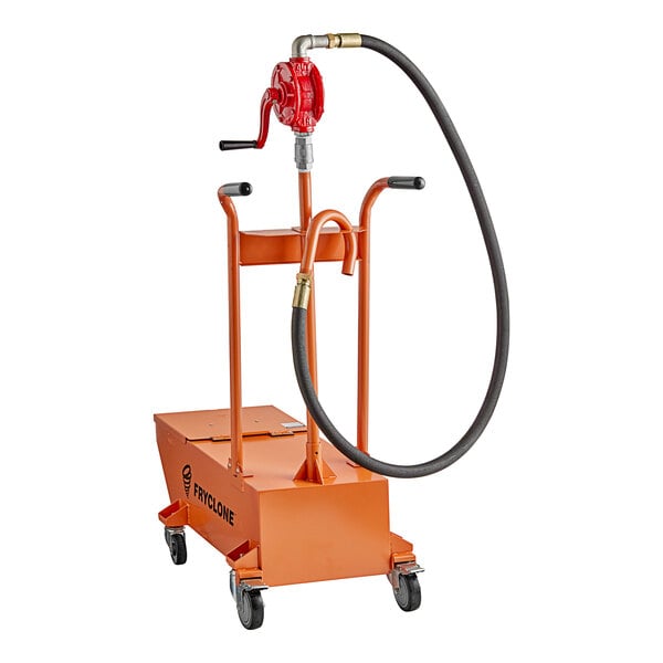 A Fryclone fryer oil disposal unit with a hose attached.