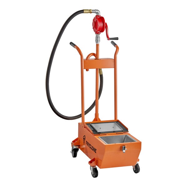 A Fryclone Fryer Oil Disposal Unit with a hose attached.