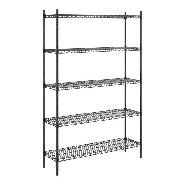 Steelton 14" x 48" NSF Black Epoxy 5-Shelf Kit with 72" Posts