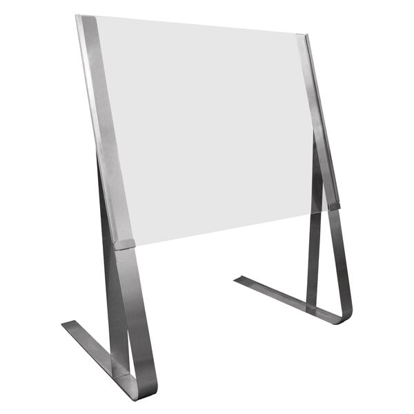 a white board with metal legs