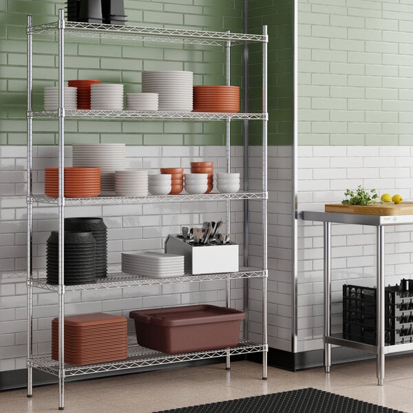 Steelton 14" x 48" NSF Chrome 5-Shelf Kit with 72" Posts