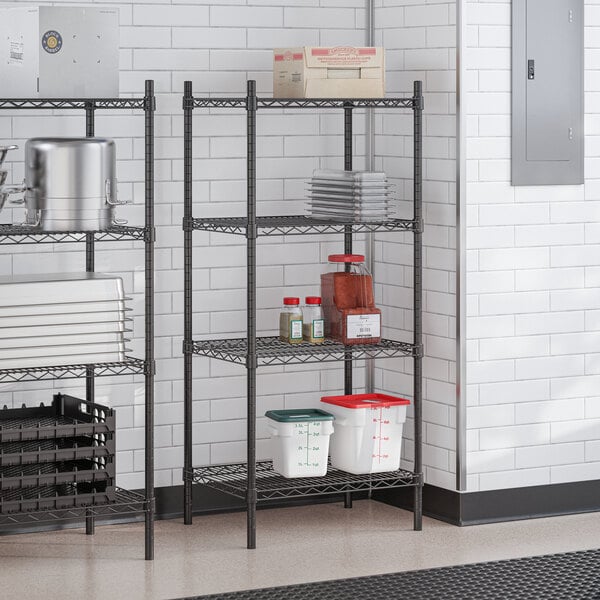 Steelton 18" x 24" NSF Black Epoxy 4-Shelf Kit with 54" Posts