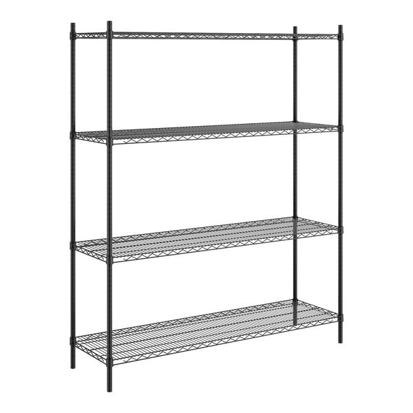 Steelton 18" x 60" NSF Black Epoxy 4-Shelf Kit with 72" Posts