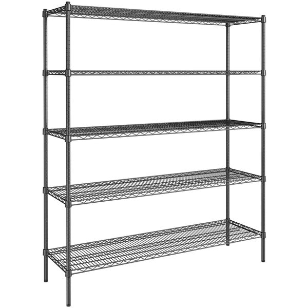 a black metal shelving unit