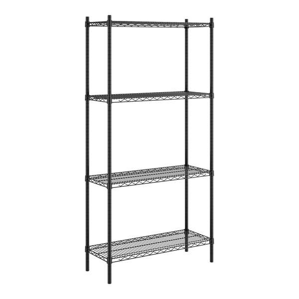 Steelton 14" x 36" NSF Black Epoxy 4-Shelf Kit with 72" Posts