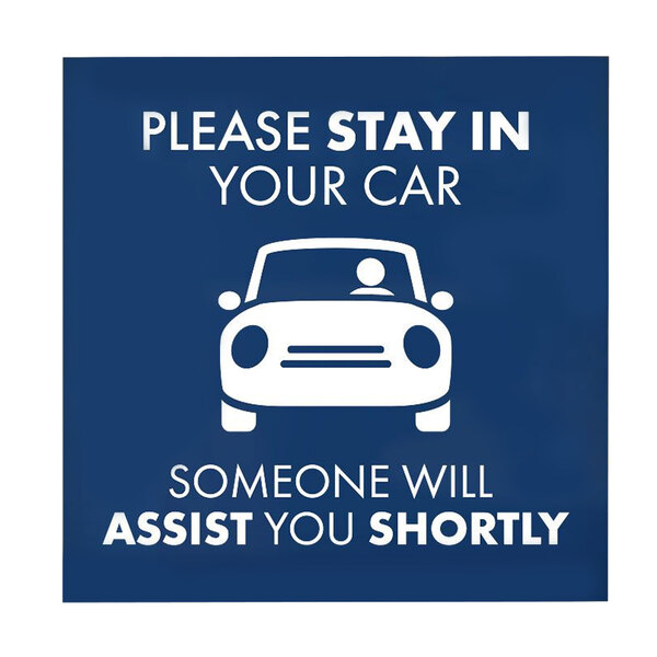 a blue and white sign