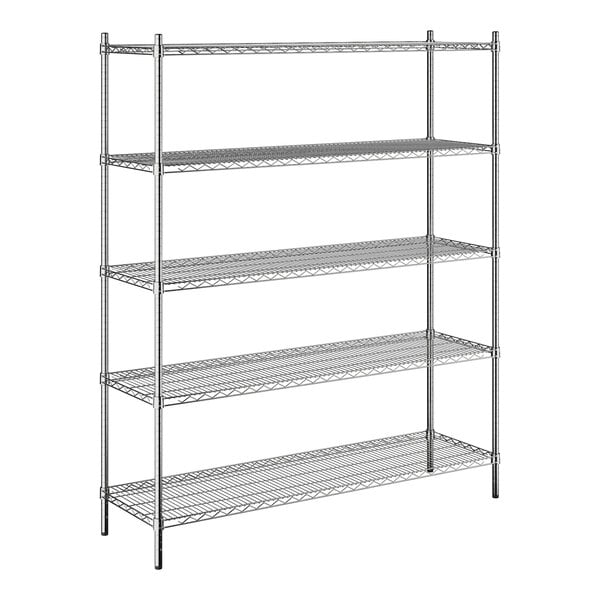 A close-up of a Steelton wire shelf on a metal shelving unit.
