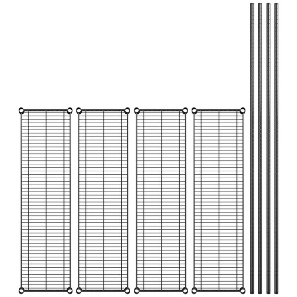 A Steelton black wire shelving kit with metal shelves and posts.