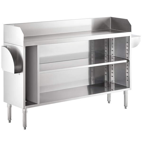 A Regency stainless steel waitress station with pan holder.