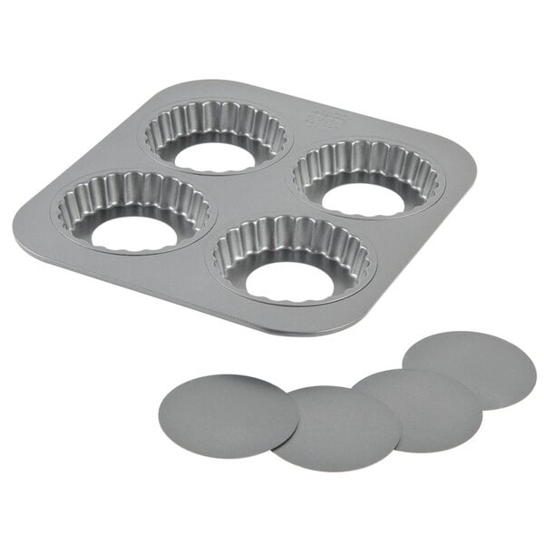 Laxinis World 4 Quiche Pans with Removable Bottom Fluted Sides Set of 6 Mini Tart Pans Non-Stick