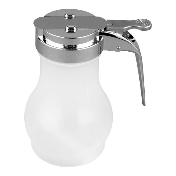 TableCraft PP410CP 10 oz. Polypropylene Teardrop Syrup Dispenser with Chrome Plated ABS Top - 12/Pack
