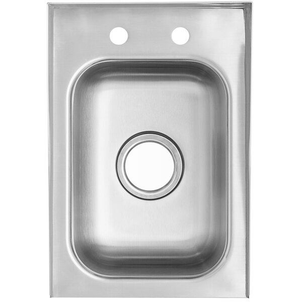 A Regency stainless steel drop-in sink with side splashes.