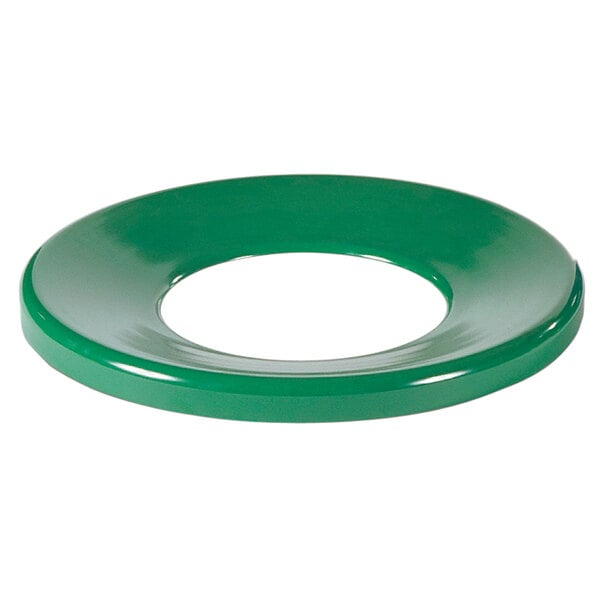 A green circular lid with a white circle in the middle.