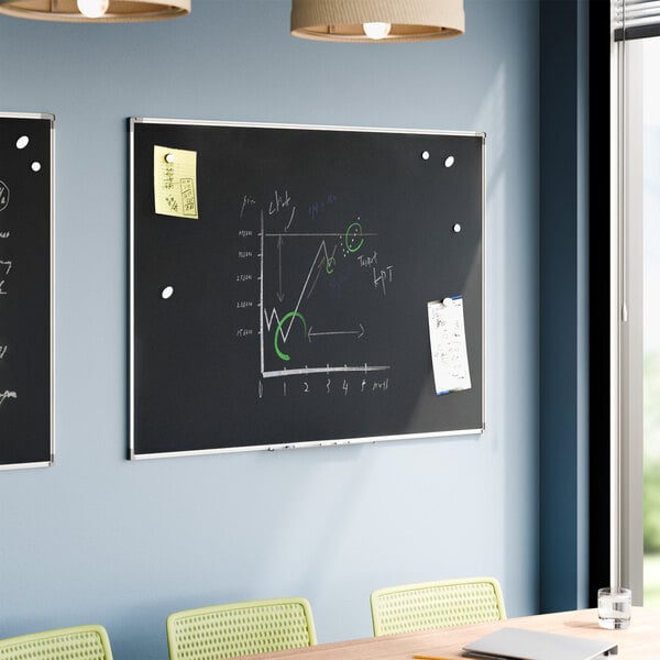 Dynamic by 360 Office Furniture 48" x 36" Black Wall-Mount Magnetic Chalkboard with Aluminum Frame