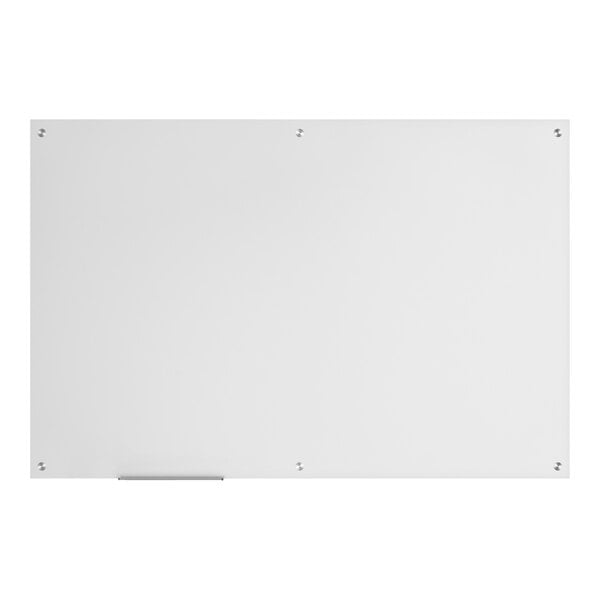 A large frameless wall-mount frosted glass dry erase board.